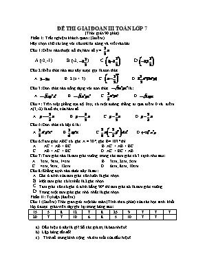 Đề kiểm tra chất lượng giai đoạn III môn Toán Lớp 7 (Có đáp án)